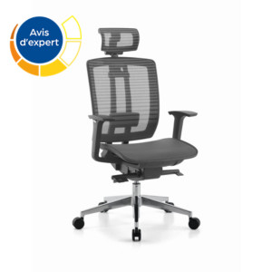 Fauteuil de bureau AIR ONE Maille Noir Hauteur réglable - Accoudoirs Dossier Appuie-tête Roulette Fauteuil de bureau AIR ONE Maille Noir Hauteur réglable - Accoudoirs Dossier Appuie-tête Roulette