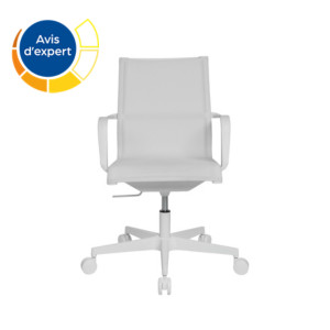 Fauteuil de bureau ergonomique Ewen Sitness avec accoudoirs - Assise et dossier en maille filet - Blanc Fauteuil de bureau ergonomique Ewen Sitness avec accoudoirs - Assise et dossier en maille filet - Blanc