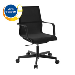 Fauteuil de bureau Ewen Sitness avec accoudoirs - Assise et dossier en maille filet - Noir Fauteuil de bureau Ewen Sitness avec accoudoirs - Assise et dossier en maille filet - Noir
