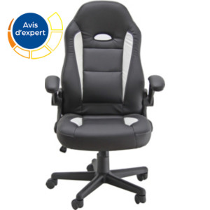 Fauteuil de bureau Faster Similicuir Noir Blanc Hauteur réglable - Accoudoirs Dossier Roulettes Fauteuil de bureau Faster Similicuir Noir Blanc Hauteur réglable - Accoudoirs Dossier Roulettes