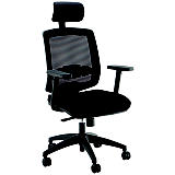 Fauteuil de bureau Malice avec appui-tête et accoudoirs 3D, dossier H.75 cm - Maille filet / Noir Fauteuil de bureau Malice avec appui-tête et accoudoirs 3D, dossier H.75 cm - Maille filet / Noir