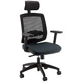 Fauteuil de bureau Malice avec appui-tête et accoudoirs 3D, dossier H.75 cm - Maille filet / Tissu Gris anthracite Fauteuil de bureau Malice avec appui-tête et accoudoirs 3D, dossier H.75 cm - Maille filet / Tissu Gris anthracite