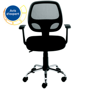 Fauteuil de bureau Tami en tissu et dossier maille filet - Accoudoirs fixes - Noir Fauteuil de bureau Tami en tissu et dossier maille filet - Accoudoirs fixes - Noir