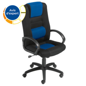 Fauteuil direction Capital Confort Tissu Noir et Bleu Hauteur réglable - Accoudoirs Dossier Roulettes Fauteuil direction Capital Confort Tissu Noir et Bleu Hauteur réglable - Accoudoirs Dossier Roulettes