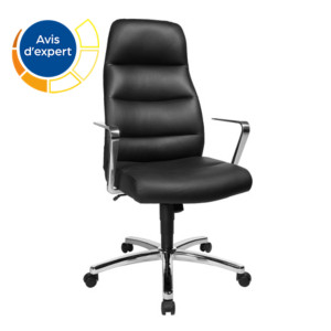 Fauteuil de direction Clarens Cuir véritable Noir Hauteur réglable - Accoudoirs Dossier Roulettes Fauteuil de direction Clarens Cuir véritable Noir Hauteur réglable - Accoudoirs Dossier Roulettes