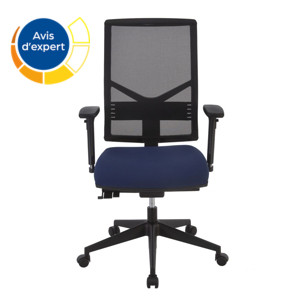 Fauteuil direction Dynamic Maille Noir Tissu Bleu Hauteur réglable - Accoudoirs Dossier Roulette Fauteuil direction Dynamic Maille Noir Tissu Bleu Hauteur réglable - Accoudoirs Dossier Roulette