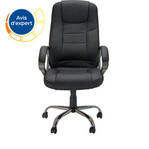 Fauteuil de direction Wesley Simili cuir Noir Hauteur Réglable - Accoudoirs Dossier Roulettes