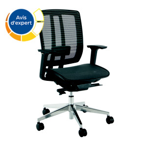 Fauteuil ergonomique AIR ONE Maille et Tissu Noir Hauteur réglable - Accoudoirs Dossier Roulettes Fauteuil ergonomique AIR ONE Maille et Tissu Noir Hauteur réglable - Accoudoirs Dossier Roulettes
