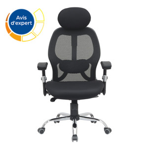 Fauteuil ergonomique ARISS Maille Tissu Noir Hauteur réglable - Accoudoirs Dossier Appuie-tête Roulette Fauteuil ergonomique ARISS Maille Tissu Noir Hauteur réglable - Accoudoirs Dossier Appuie-tête Roulette