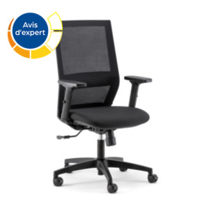 Fauteuil ergonomique Théo maille / tissu avec accoudoirs - Noir Fauteuil ergonomique Théo maille / tissu avec accoudoirs - Noir