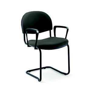 Fauteuil réunion et visiteur Prima - Tissu rembourré non feu - Anthracite - Pieds luge Noir