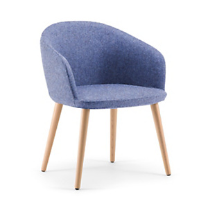 Fauteuil visiteur ADRIA Tissu laine et polyamide Bleu foncé Accoudoirs Dossier Pieds Bois en hêtre