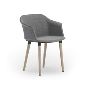 Fauteuil visiteur Ava - Tissu Gris pieds Bois Fauteuil visiteur Ava - Tissu Gris pieds Bois