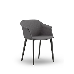 Fauteuil visiteur Ava - Tissu Gris pieds PVC Noir Fauteuil visiteur Ava - Tissu Gris pieds PVC Noir