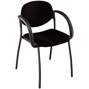 Fauteuil visiteur Lexia 2 - Tissu - Noir - Pieds Métal noir