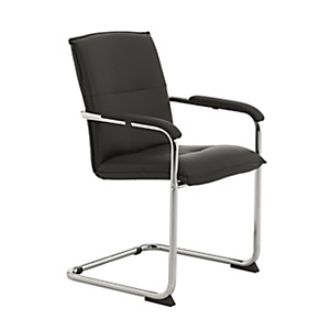 Fauteuil visiteur Silla - Croûte de cuir - Noir Fauteuil visiteur Silla - Croûte de cuir - Noir