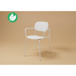 Fauteuil visiteur USO - Assise et dossier incurvés - Pour intérieur et extérieur - Empilable - Blanc - Pieds blanc Fauteuil visiteur USO - Assise et dossier incurvés - Pour intérieur et extérieur - Empilable - Blanc - Pieds blanc