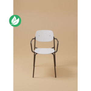 Fauteuil visiteur USO - Assise et dossier incurvés - Pour intérieur et extérieur - Empilable - Blanc - Pieds Noir Fauteuil visiteur USO - Assise et dossier incurvés - Pour intérieur et extérieur - Empilable - Blanc - Pieds Noir