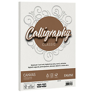 FAVINI Carta Calligraphy Canvas - A4 - 200 gr - bianco 01  - conf. 50 fogli
