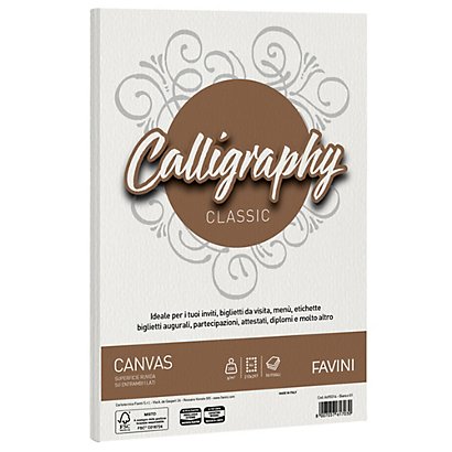 FAVINI Carta Calligraphy Canvas - A4 - 200 gr - bianco 01  - conf. 50 fogli - 1