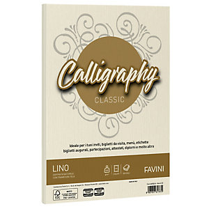 FAVINI Carta Calligraphy Lino - A4 - 200 gr - avorio 02  - conf. 50 fogli