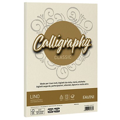 FAVINI Carta Calligraphy Lino - A4 - 200 gr - avorio 02  - conf. 50 fogli - 1