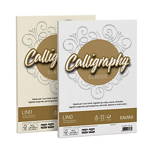 FAVINI Carta Calligraphy Lino - A4 - 200 gr - bianco 01  - conf. 50 fogli