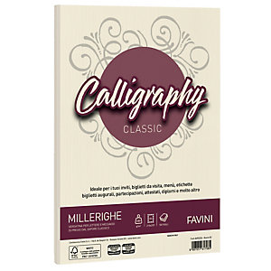 FAVINI Carta Calligraphy Millerighe - A4 - 200 gr - avorio 02  - conf. 50 fogli