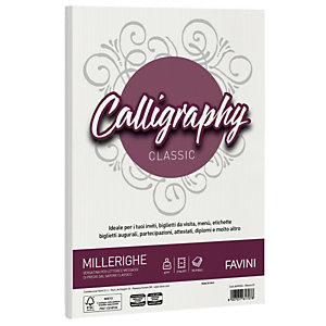 FAVINI Carta Calligraphy Millerighe - A4 - 200 gr - bianco 01  - conf. 50 fogli