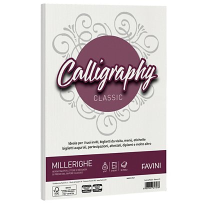 FAVINI Carta Calligraphy Millerighe - A4 - 200 gr - bianco 01  - conf. 50 fogli - 1