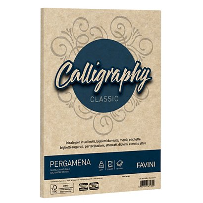 FAVINI Carta Calligraphy pergamena - A4 - 190 gr - nocciola 04  - conf. 50 fogli - 1