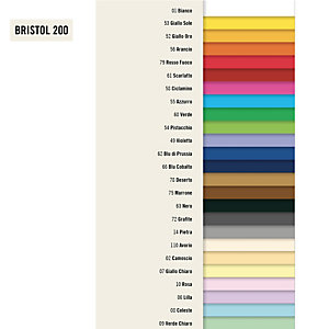 FAVINI Cartoncino Bristol Color - 50 x 70 cm - 200 gr - bianco 01  - conf. 25 pezzi