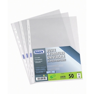 FAVORIT Air Busta a foratura universale, A4+, Polipropilene basso spessore, Liscia, 11 fori, Trasparente (confezione 50 pezzi) FAVORIT Air Busta a foratura universale, A4+, Polipropilene basso spessore, Liscia, 11 fori, Trasparente (confezione 50 pezzi)