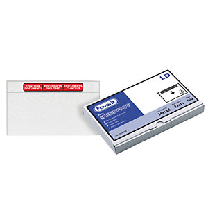 FAVORIT Busta adesiva Speedy Doc - con stampa ''contiene documenti'' - LD (23 x 11 cm) - PPL/PE - trasparente  - conf. 100 pezzi