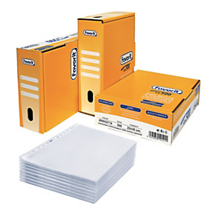 FAVORIT Busta a foratura universale Linear, 22 x 30 cm (A4), Polipropilene, Spessore Medio, Finitura Ruvida, Trasparente (confezione 500 pezzi) FAVORIT Busta a foratura universale Linear, 22 x 30 cm (A4), Polipropilene, Spessore Medio, Finitura Ruvida, Trasparente (confezione 500 pezzi)