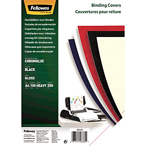 Fellowes Copertina per rilegatura Chromolux, A4, Cartoncino liscio 250 g/m², Nero/Bianco (confezione 100 pezzi) Fellowes Copertina per rilegatura Chromolux, A4, Cartoncino liscio 250 g/m², Nero/Bianco (confezione 100 pezzi)