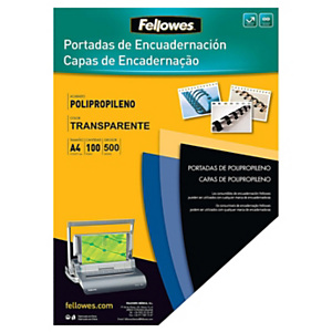 Fellowes Cubiertas de encuadernación A4 polipropileno 500 micras transparente mate 100 unid