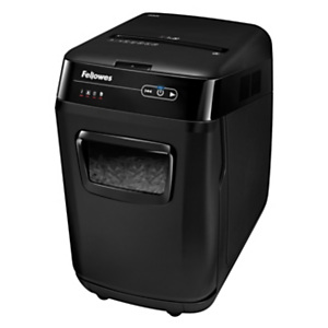 FELLOWES Distruggi documenti automatico a frammento AutoMax™ 200C, 200 fogli, Uso intenso 3-5 utenti, Cestino 32 litri, Nero FELLOWES Distruggi documenti automatico a frammento AutoMax™ 200C, 200 fogli, Uso intenso 3-5 utenti, Cestino 32 litri, Nero