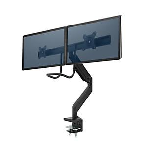Fellowes Eppa Brazo para monitor doble con travesaño, amortiguación a gas, hasta 32 pulgadas, hasta 8 Kg, negro, 9909301 Fellowes Eppa Brazo para monitor doble con travesaño, amortiguación a gas, hasta 32 pulgadas, hasta 8 Kg, negro, 9909301