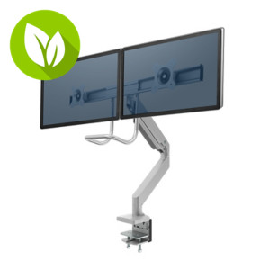 Fellowes Eppa Brazo para monitor doble con travesaño, amortiguación a gas, hasta 32 pulgadas, hasta 8 Kg, plateado, 9909201 Fellowes Eppa Brazo para monitor doble con travesaño, amortiguación a gas, hasta 32 pulgadas, hasta 8 Kg, plateado, 9909201
