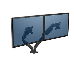 FELLOWES Platinium Series™ Bras porte-écran double, accepte 2 écrans jusqu’à 9 kg et de 27' - Noir