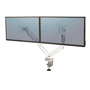 Fellowes Platinum Series Brazo para monitor doble, amortiguación a gas, con 2 puertos USB-A, hasta 32 pulgadas, hasta 8 Kg, blanco, 8056301 Fellowes Platinum Series Brazo para monitor doble, amortiguación a gas, con 2 puertos USB-A, hasta 32 pulgadas, hasta 8 Kg, blanco, 8056301