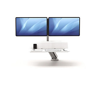Fellowes Sit-Stand Lotus RT Estación de trabajo para monitor doble, 22,23 x 90,17 x 60,33 cm, Blanco, 8081801 Fellowes Sit-Stand Lotus RT Estación de trabajo para monitor doble, 22,23 x 90,17 x 60,33 cm, Blanco, 8081801