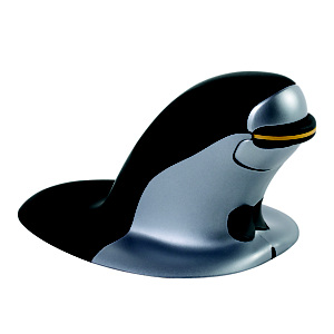 Fellowes Souris ergonomique verticale ambidextre Penguin sans fil taille Large - Noir / Argent Fellowes Souris ergonomique verticale ambidextre Penguin sans fil taille Large - Noir / Argent