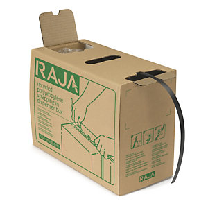 Feuillard polypropylène 97% recyclé en boîte distributrice RAJA