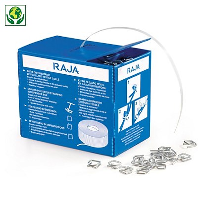 Feuillard textile fil à fil en boîte distributrice RAJA 16 mm x 200 m - 1