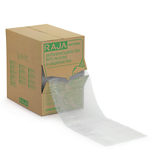 Film bulles Ø 10 mm prédécoupé en boîte distributrice RAJA, 80% recyclé Film bulles Ø 10 mm prédécoupé en boîte distributrice RAJA, 80% recyclé