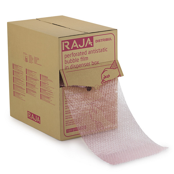 Film bulles antistatique Ø 10 mm prédécoupé en boite distributrice RAJA 50cmx50m - 1