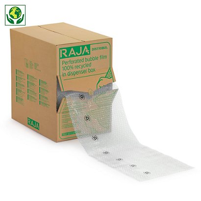 Film bulles recyclé prédécoupé ⌀ 10 mm en boîte distributrice RAJA 32 cm x 50 m - 1
