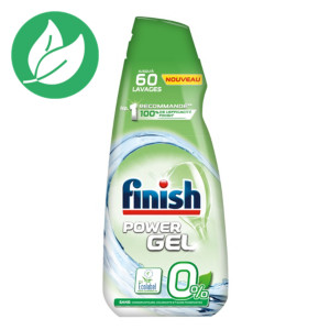Finish Power Gel 0% Ecolabel, détergent pour lave-vaisselle, flacon 900 ml